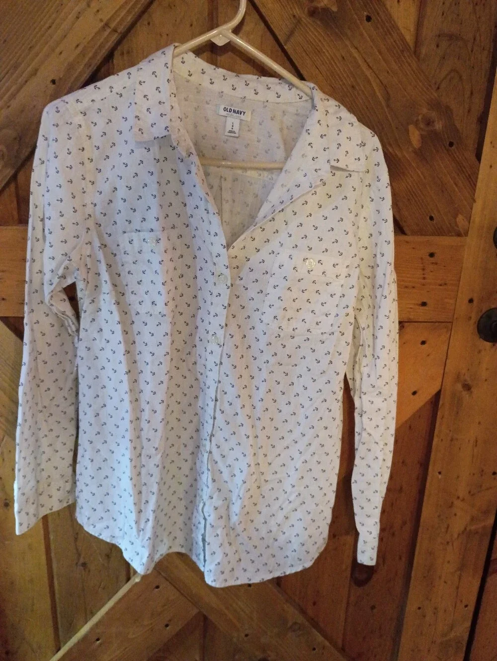 White Patterned Button-Up Shirt for women